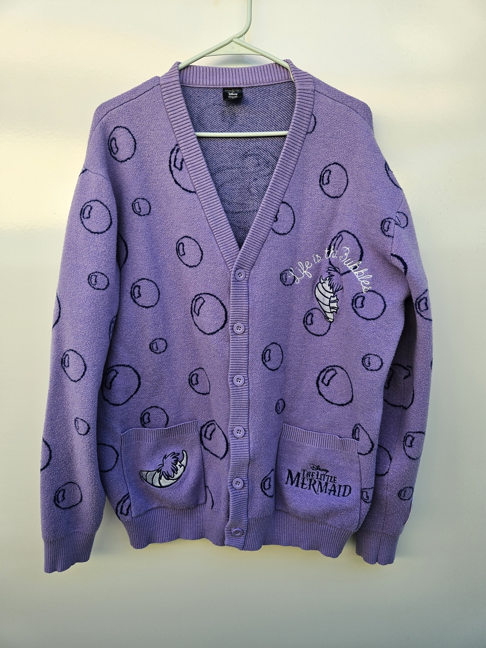 Women's Disney Lavender The Little Mermaid V‑Neck Cardigan